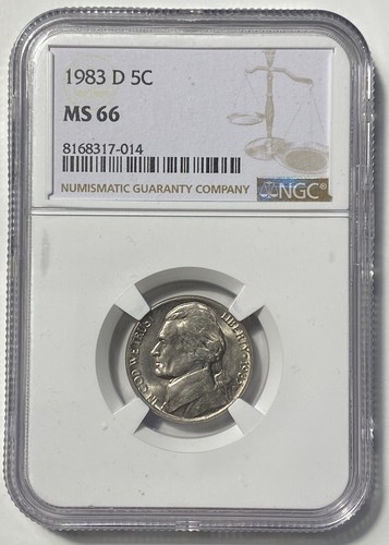 ๐ฅ 1983 D Jefferson Nickel 5C NGC MS66 ๐ฅ - Picture 2 of 4
