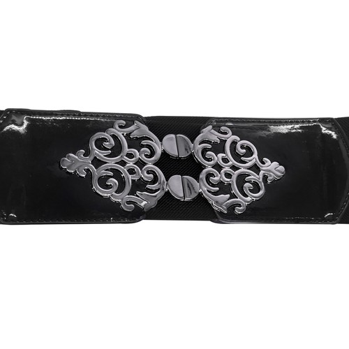 Women Ladies Black Elasticated Waist Belt Fashion Waistband Stretch Belt Gift - Picture 6 of 12