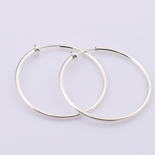 2 Pairs of 60mm / 6cm Hoops Silver & Yellow Gold Plated Clip On Hoop Earrings - Picture 5 of 6