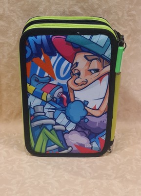 Astuccio Giotto 3 Zip Young Street Art Verde - Con Pennarelli, Pastelli E Accessori, Per Scuola - Foto 2