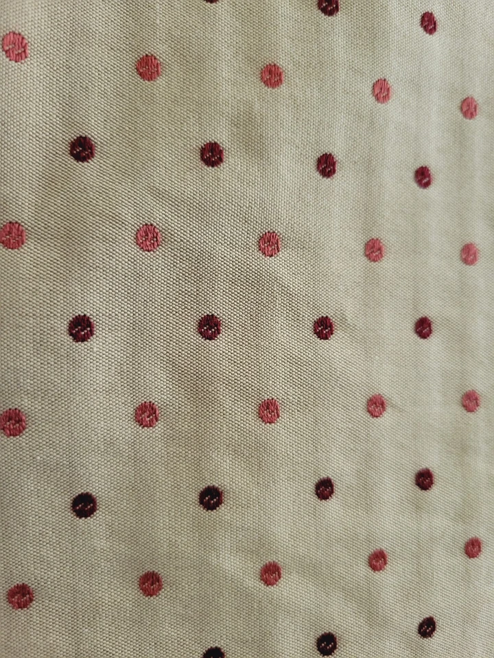 Tela de tapicería jacquard vintage marrón beige lunares 56" ancho x 1 yarda 7" l Foto 2 de 4