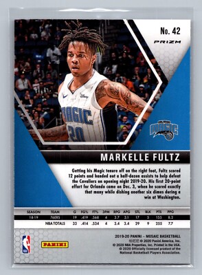 2019 Panini Mosaic #42 Markelle Fultz Reactive Orange Orlando