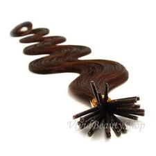 25 I Stick Tip Body Wave Wavy Micro Ring Remy Human Hair Extensions Medium Brown