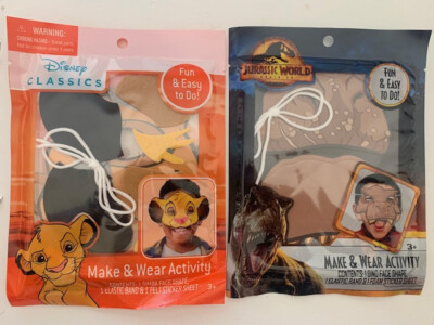 2 Make & Wear Mask Set - Disney Classic SImba Mask and Jurassic World Dino Mask