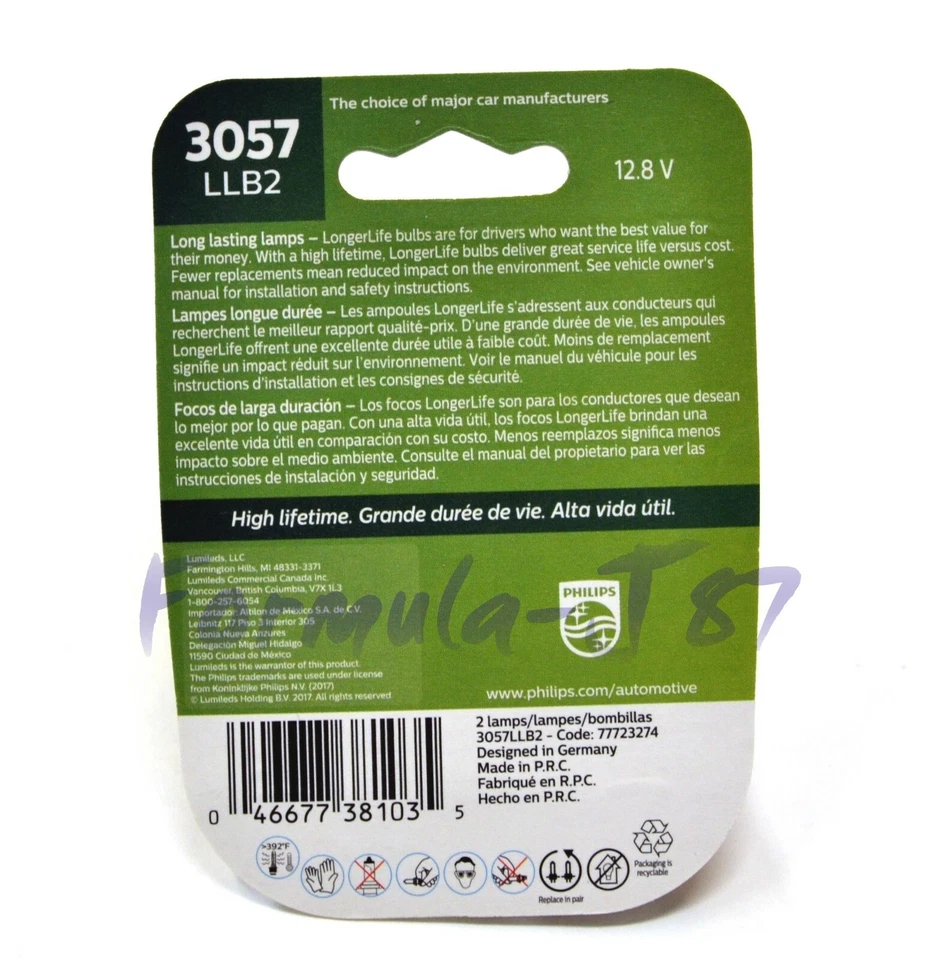 Philips LongerLife 3057 27/7W Dos Bombillas Freno Parada Trasera Estacionamiento Repuesto OE Foto 2 de 4