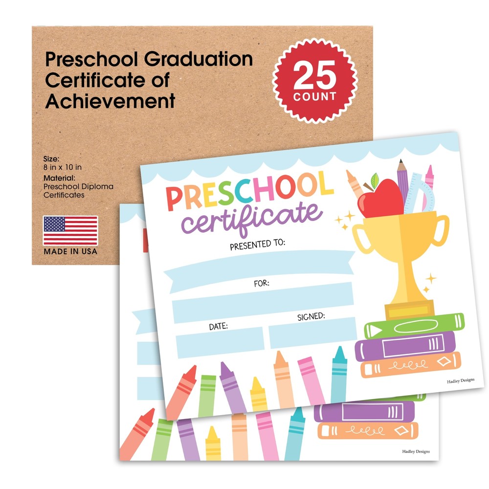 25 Vibrant Preschool Graduation Certificates - PreK Diploma Award Template Pack