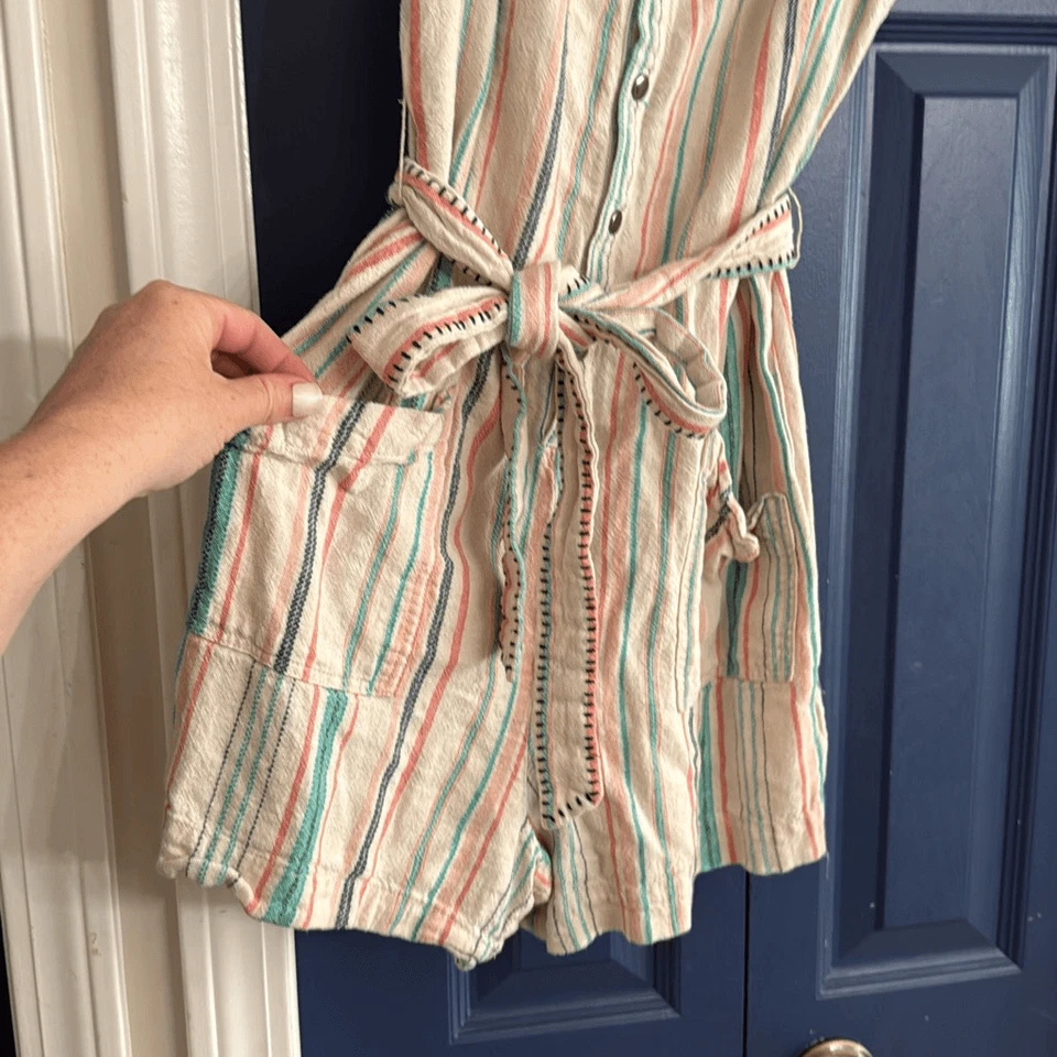 Splendid Linen Striped Romper Size Small - Image 3 of 4