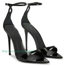 Women Pointed Open Toe Ankle Strap Prom Sandals Stiletto High Heels Pumps Shoes