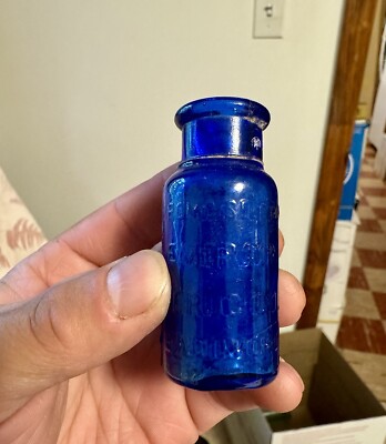 Small Medicine Bottle Bromo Seltzer Baltimore MD Emerson Cobalt Blue Ca 1910 Old