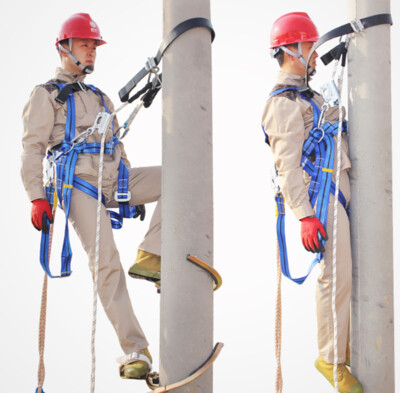 #ad #ad Electric Pole Aerial Work Anti falling Belt Climbing Rod Seat Belt Safety Belt Y $150.97