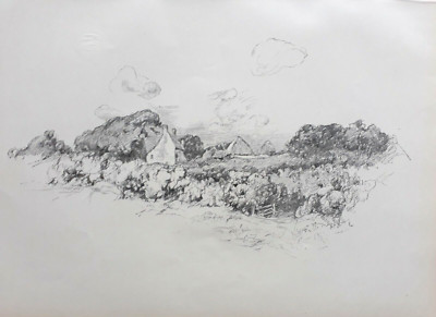 WILLIAM ESTALL (1857-1897) LANDSCHAFT. ORIGINAL LITHO AUS ''DAS ATELIER'' 1898