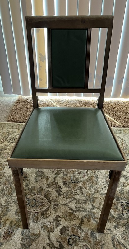 Leg-O-Matic Chair Foldable Wood Green Upholstery Vintage CamperRV