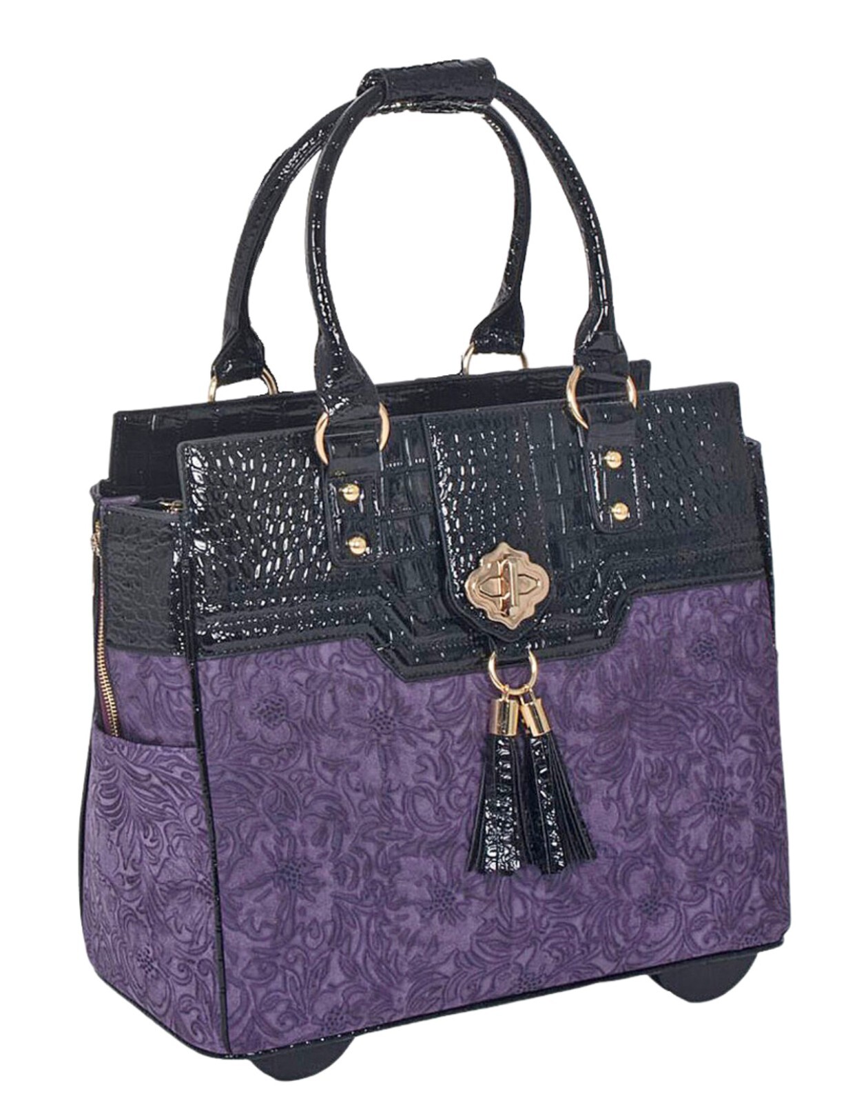 Rolling Laptop Bag for Women - THE CONTESSA Purple Laptop Br