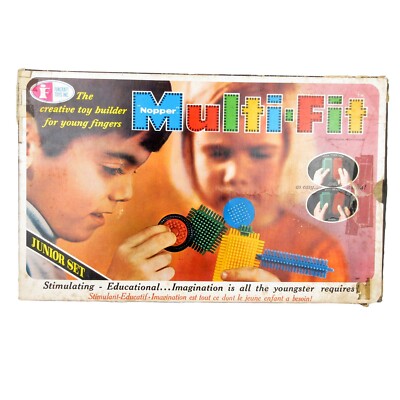 Vtg Nopper Multi-Fit Junior Set Bristle Building Blocks Set by Funcraft Toys