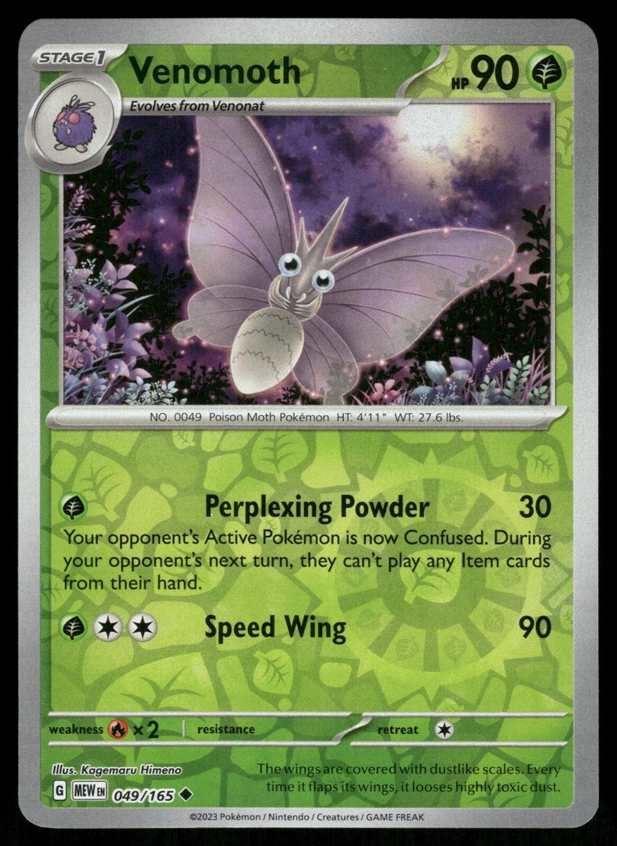 venomoth pokemon card value Venomoth Reverse Holo NM 049/165 Scarlet & Violet 151 Pokemon Card