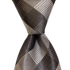 ALFANI Men's Necktie Skinny 58 1/4" x 2 3/4" Designer PLAID Gray/White NWT 55