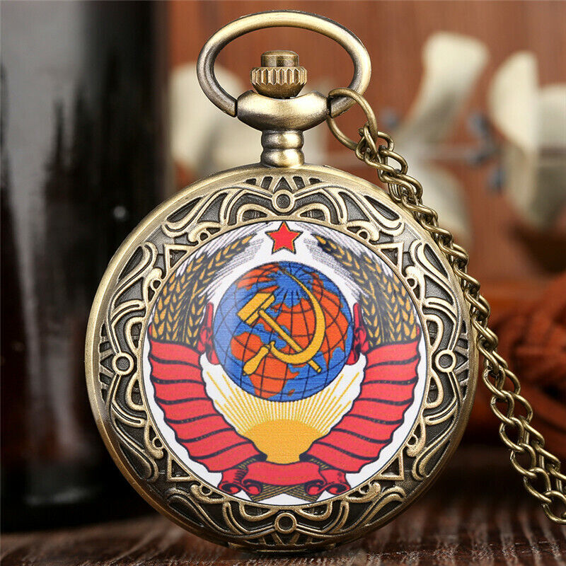 Retro Soviet Swiss Army Dragon Pocket Watch with 80cm Chain Gift