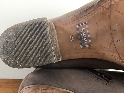 Dune London Suede Women's Zip Ankle Heel Boots Tan Beige Brown Size 38 Sz 7.5-8 - 第 14/14 張圖片