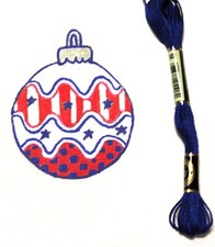 Vintage Glass Ornament Christmas Needlepoint Canvas Hand Painted 18 mesh signed