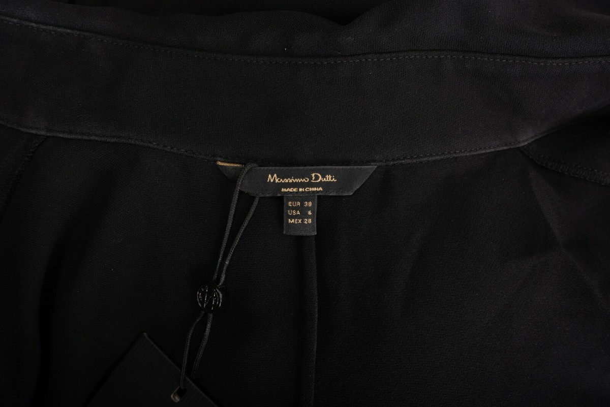 Massimo Dutti Womens Shirt Dress Midi US 6 EU 38 Black