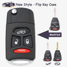 Modified Flip Remote Key Case Fob 4 Button Shell for Chrysler for Dodge for Jeep