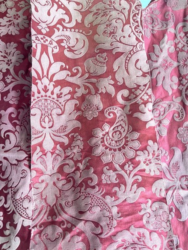 BUNDLE #2 antique CUT DAMASK SILK fabric lot CRAFT arabesques c1900 - Picture 12 of 23