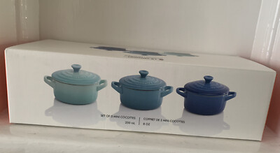 Le Creuset Stoneware Set of 3 Petite Casseroles Cocotte 0.25L