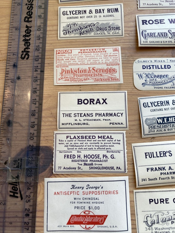 Job Lot Vintage Medicine Chemist Bottle Paper Labels eBay