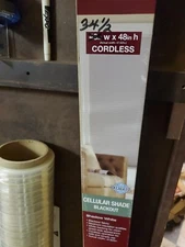 34 1/2"W X 48" Home Decorators Shadow White Blackout Cordless Cellular Shade