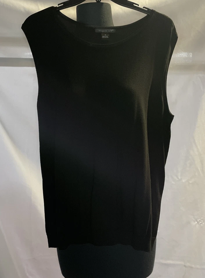 Regata feminina August de seda tamanho grande malha preta - Imagem 2 de 4