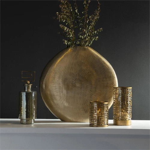Uttermost Gretchen Contemporary Aluminum Vase in Gold Finish - Picture 6 of 6