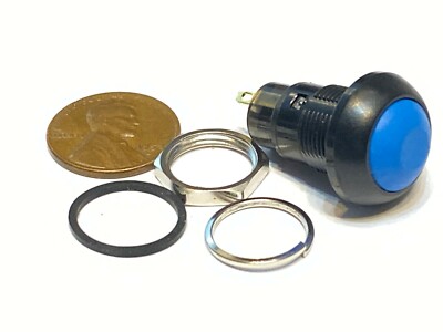 1 Piece Blue Latching PUSH BUTTON SWITCH DC 6A 12mm normally open on/off