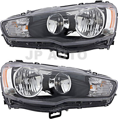 For 2008-2015 Mitsubishi Lancer Headlight Halogen Set Driver and Passenger Side