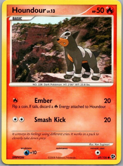 Houndour 69/106 Common Great Encounters Pokemon Near Mint