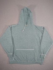 Vintage 70s Hoodie Mens Large Green Blank Sweatshirt Sportswear Distressed 80s
