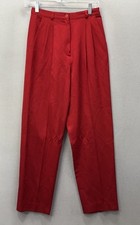Vintage Paul Stanley Women  s Sz 6 Red 100 Pure Wool Pleated Front Dress Pants