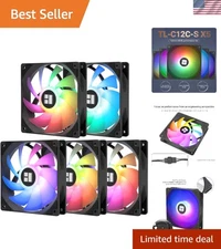 CPU Fan 120mm ARGB Quiet Cooling Fan 5 Pack PWM Silent Computer Fan