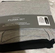 Primark Men’s Pyjamas Long Sleeve Long Pants Grey/Black Size M Brand New