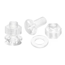 M8 x 20mm PC Plastic Phillips Machine Screws with Nuts and Flat Washers 20 Sets