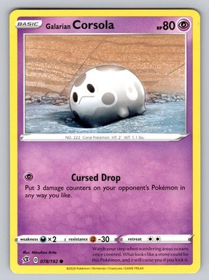 Galarian Corsola 078/192 Common Rebel Clash Pokemon Lightly Played
