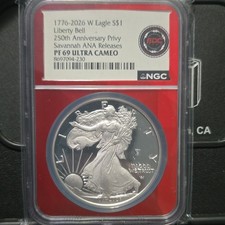 U.S. Mint 2026-W American Silver Eagle Proof 1oz .999 NGC PF69 UC 8697094-230