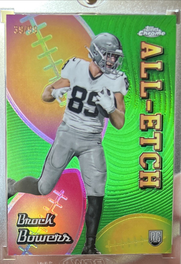 Brock Bowers Topps Chrome Chrome All-Etch #CAEBB Green Refractor