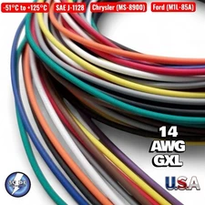 FEET AUTOMOTIVE PRIMARY WIRE 14 GAUGE AWG HIGH TEMP GXL 10 COLORS 20 FT EA