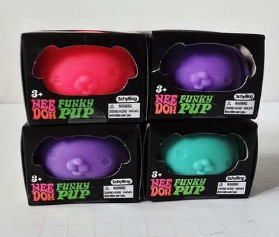 Needoh Funky Pup Lot Of 4 Teal Pink Purple New In Box Nee Doh