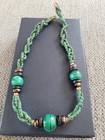 Vintage Malachite Beaded Necklace - Gemstone Necklace with Brass Bead Spacers — photo 2