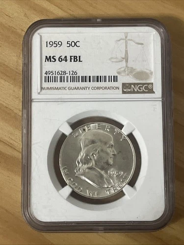 1959 50C Franklin Silver Half Dollar NGC MS64 FBL