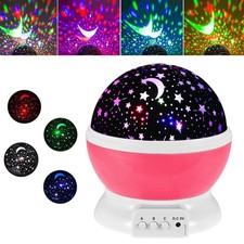 Starry Sky Projector Rotating Galaxy Moon Lamp Kids Night Light Room Decor
