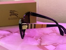 Burberry Women s Square Sunglasses Black Full Rim Plastic, Gray Tinted Lens