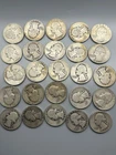 Lot Of 25 Washington Silver Quarters Dates 1953 And Earlier. 90% Silver Lot