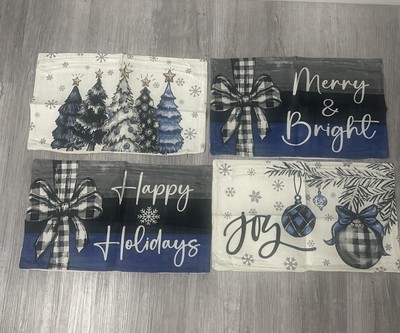 GEEORY Christmas Pillow Covers 12x20  Set of 4 for Christmas Decorations Blue